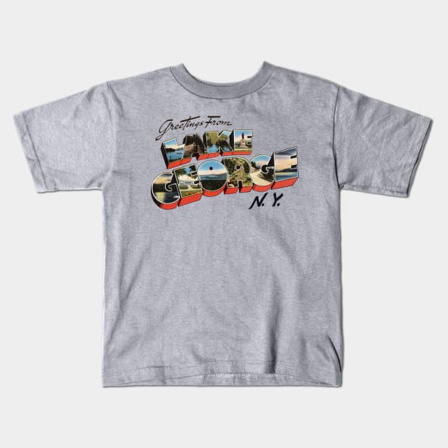 Greetings from Lake George Kids T-Shirt by reapolo